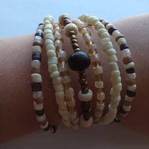 Hand crafted Bohemian beaded cuff bracelet boho western lagenlook cabincore